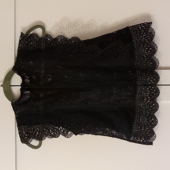 Zara Women's Size S Sleeveless Top Black Lace Guipure Crochet Goth - Picture 4 of 4